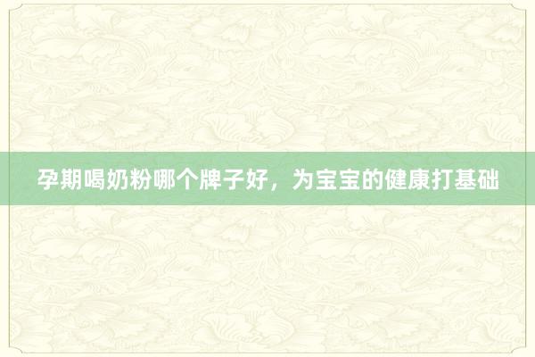 孕期喝奶粉哪个牌子好，为宝宝的健康打基础